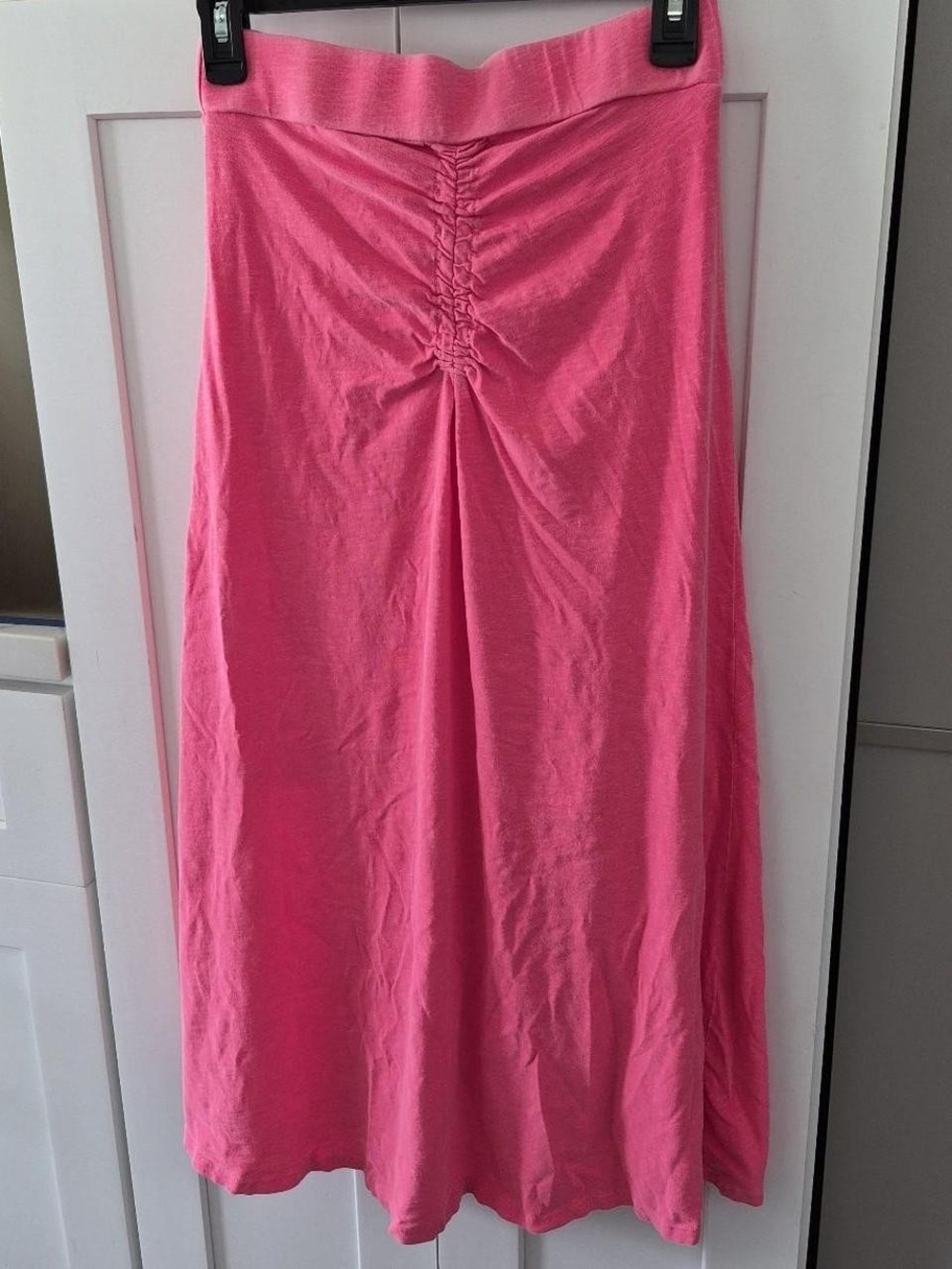 Sundry Hot Pink Ruched Maxi Skirt